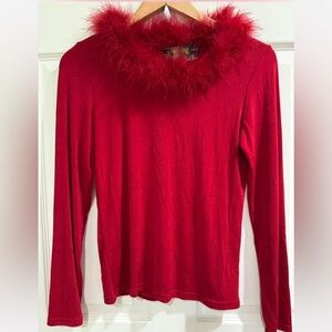 Red Feather Trim Top New Year’s Eve Holiday Christmas Party Great Gatsby 1920s